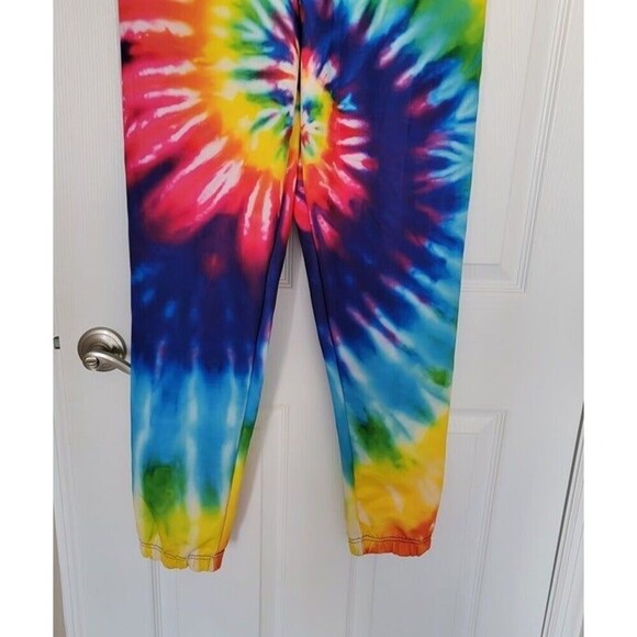 Rainbow Tie Dye Polyester Unisex Sweat Pants Beach Summer Activewear size M NWOT - Picture 6 of 12